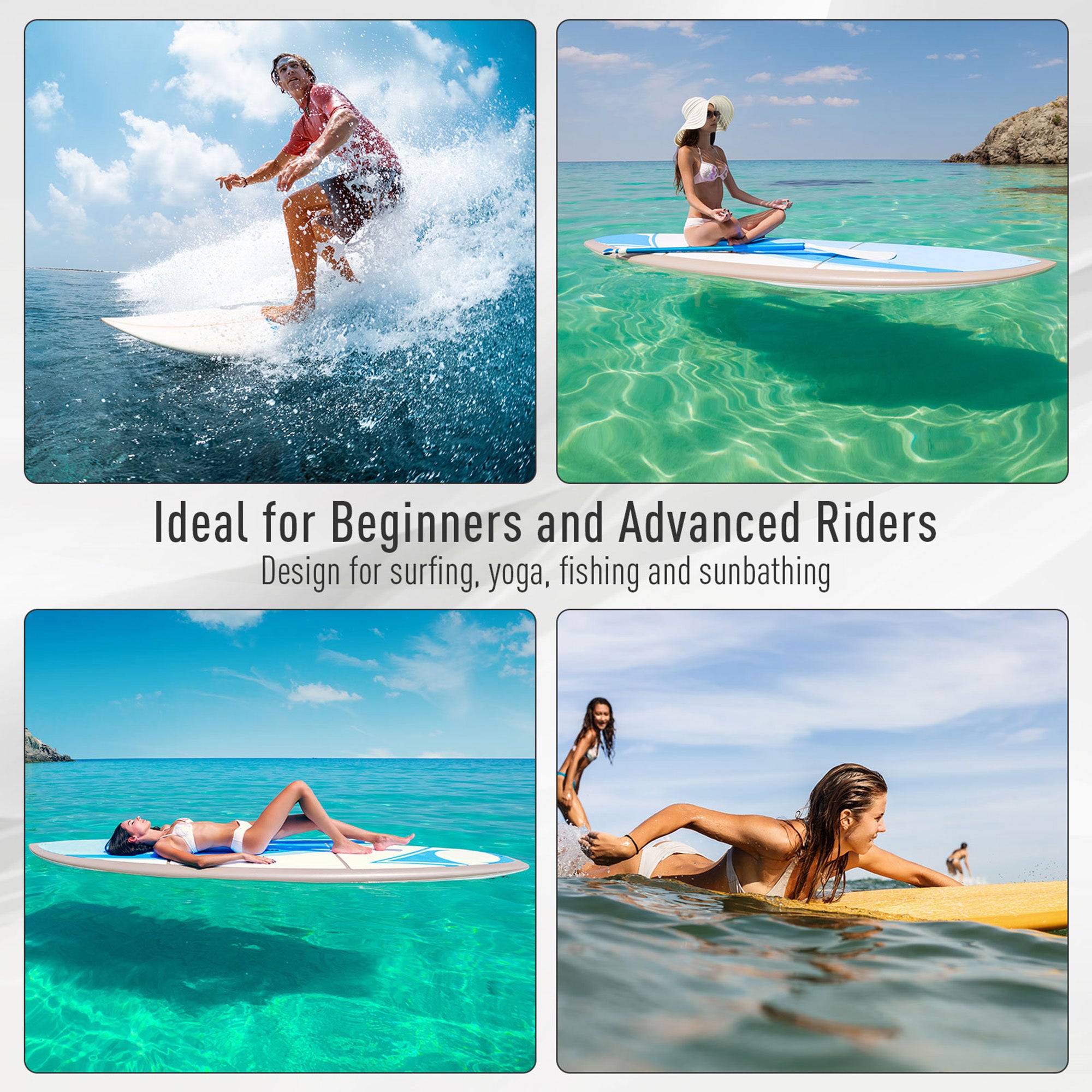 HOMCOM Inflatable Stand Up Paddle Board, 10' x 30" x 4", Non-Slip SUP, with ISUP Accessories, Hand Pump, 1 Fin, Adj Paddle, Backpack for Youth Adult Beginners/Experts 