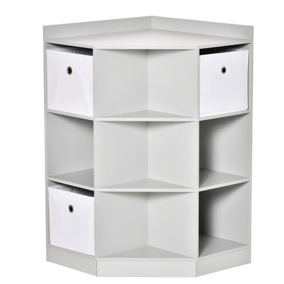 HOMCOM Kids Bookcase, 3 Tier Toy Organiser Storage Unit BookShelf with 3 Non-woven Fabric Drawers, Anti-tip Device, for Bedroom, Children's Room, Playroom, Grey 