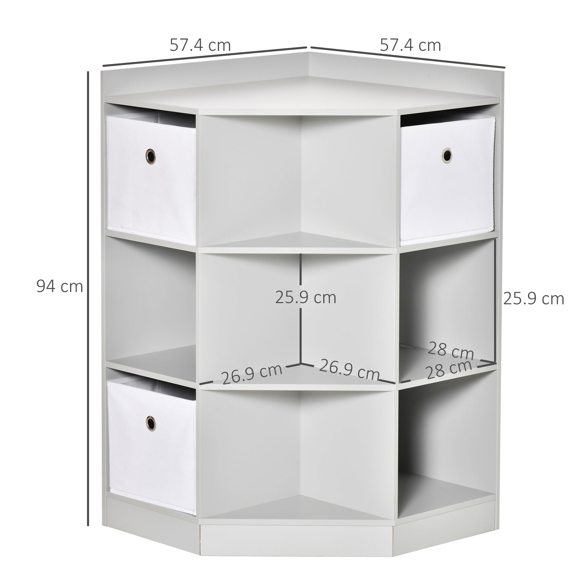 HOMCOM Kids Bookcase, 3 Tier Toy Organiser Storage Unit BookShelf with 3 Non-woven Fabric Drawers, Anti-tip Device, for Bedroom, Children's Room, Playroom, Grey 