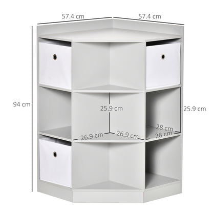 HOMCOM Kids Bookcase, 3 Tier Toy Organiser Storage Unit BookShelf with 3 Non-woven Fabric Drawers, Anti-tip Device, for Bedroom, Children's Room, Playroom, Grey 