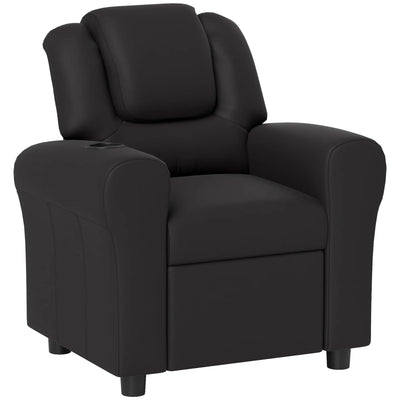 HOMCOM Kids Recliner Chair, PU Leather with Adjustable Backrest, Footrest, Padded Headrest, Black 