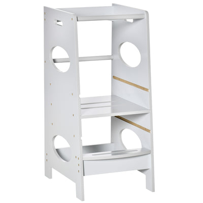 HOMCOM Kids Step Stool Toddler Kitchen Stool Tower with Adjustable Standing Platform, Grey 