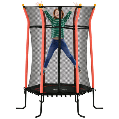 HOMCOM Kids Trampoline Mini Bouncer with Enclosure Safety Net For Ages 3-10 Years - Red 