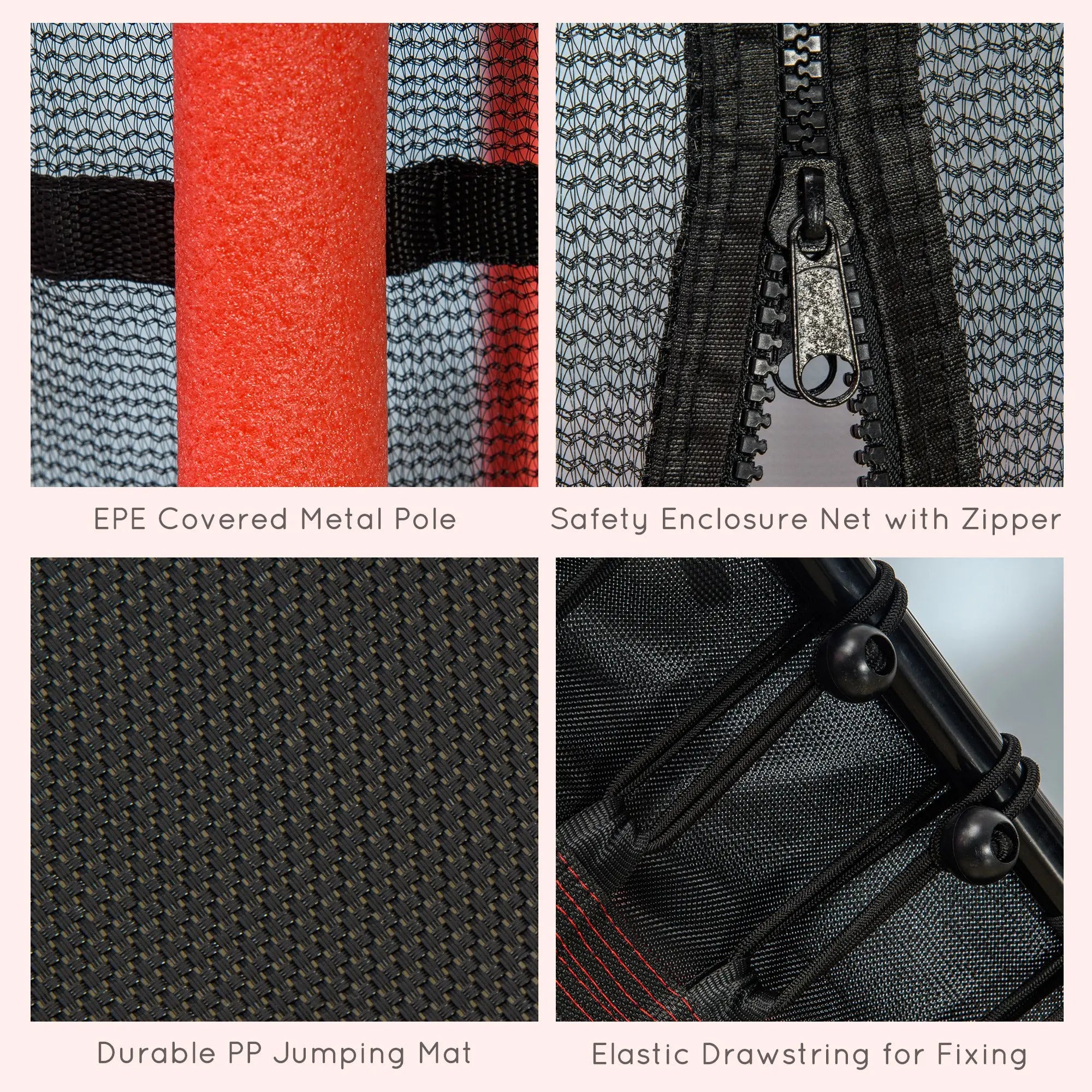 HOMCOM Kids Trampoline Mini Bouncer with Enclosure Safety Net For Ages 3-10 Years - Red 