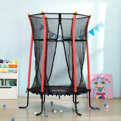 HOMCOM Kids Trampoline Mini Bouncer with Enclosure Safety Net For Ages 3-10 Years - Red 