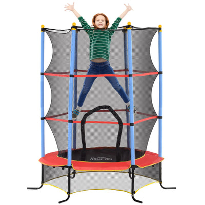 HOMCOM Kids Trampoline, with Safety Net, for Ages 3-10 Years 