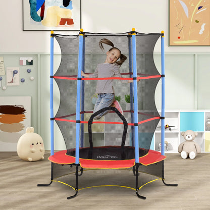 HOMCOM Kids Trampoline, with Safety Net, for Ages 3-10 Years 