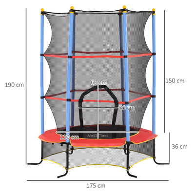 HOMCOM Kids Trampoline, with Safety Net, for Ages 3-10 Years 