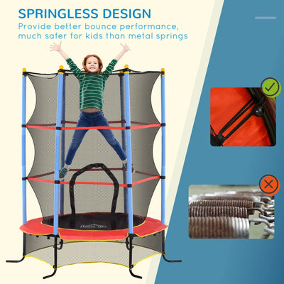 HOMCOM Kids Trampoline, with Safety Net, for Ages 3-10 Years 