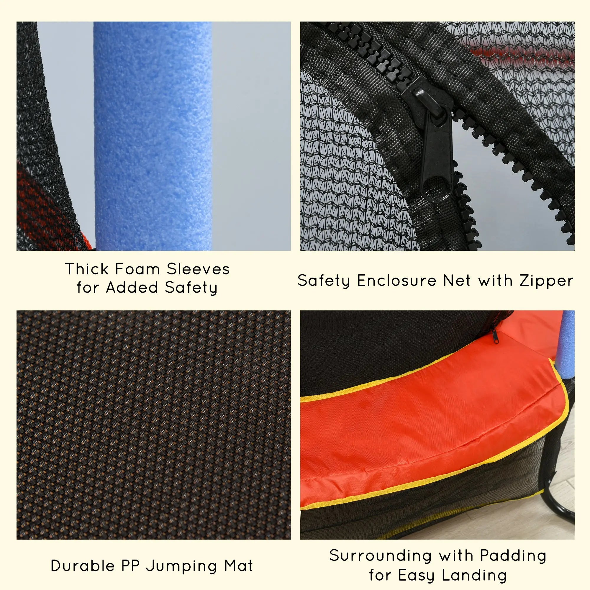 HOMCOM Kids Trampoline, with Safety Net, for Ages 3-10 Years 