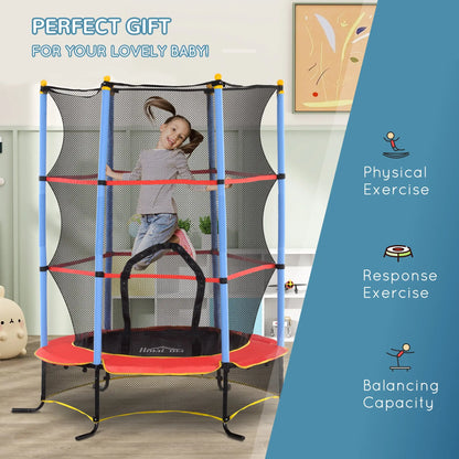 HOMCOM Kids Trampoline, with Safety Net, for Ages 3-10 Years 