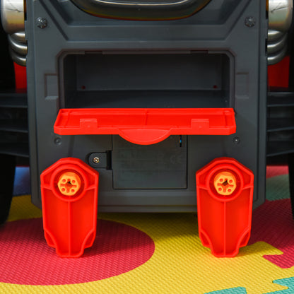 HOMCOM Kids Truck Engine Toy Set, Toddler Educational Car Service Station Playset, Take Apart Workshop, w/ RC Car Key, Steering wheel, Horn, Light, for 3-5 Years Old Red 