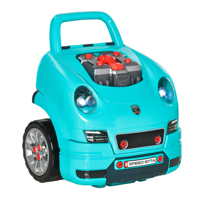 HOMCOM Kids Truck Engine Toy Set, with Horn, Light, Car Key, for Ages 3-5 Years - Teal 