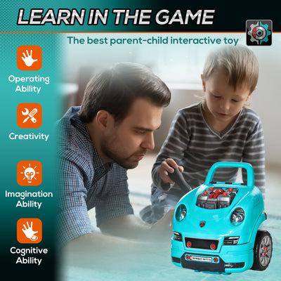 HOMCOM Kids Truck Engine Toy Set, with Horn, Light, Car Key, for Ages 3-5 Years - Teal 