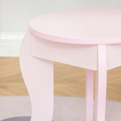 HOMCOM Kids Vanity Table & Stool Girls Dressing Set Make Up Desk Chair Dresser Play Set with Mirror Pink 