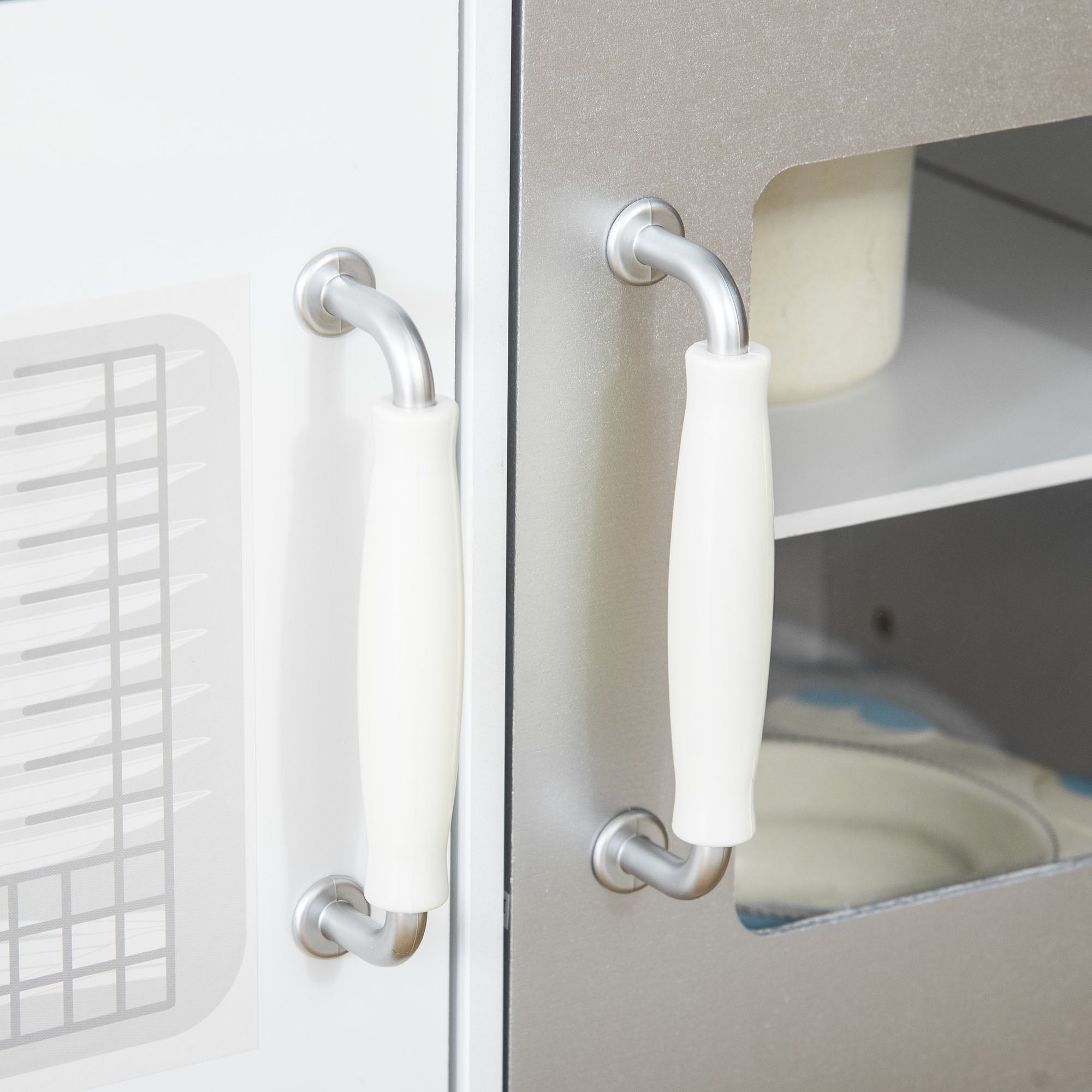 HOMCOM Kids Wooden Play Kitchen Toy Cooking Set Pretend Role Playset, with, Cooking Bench, Stainless Steel Pot for 3-6 Years 