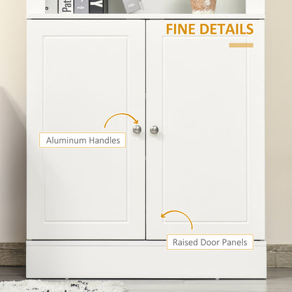 HOMCOM Kitchen Cupboard with 6-tier Shelving, Freestanding Storage Cabinet, Pantry Cupboard with 3 Open Compartments and Double-door Cabinet with Adjustable Shelves, White 