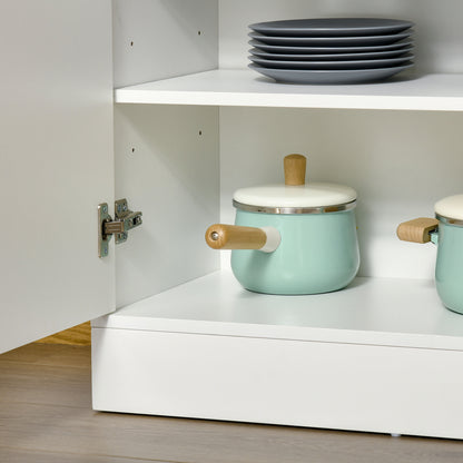 HOMCOM Kitchen Cupboard with 6-tier Shelving, Freestanding Storage Cabinet, Pantry Cupboard with 3 Open Compartments and Double-door Cabinet with Adjustable Shelves, White 