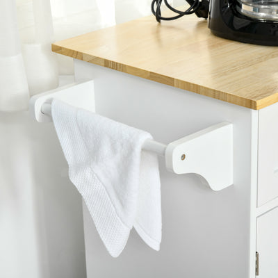 HOMCOM Kitchen Island Utility Cart, with 2 Storage Drawers & Cabinets for Dining Room, White 