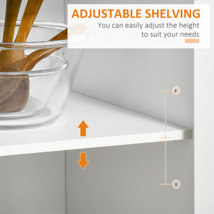 HOMCOM Kitchen Island Utility Cart, with 2 Storage Drawers & Cabinets for Dining Room, White 