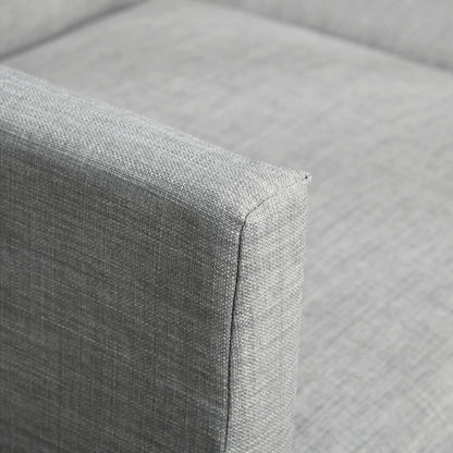 HOMCOM L Shape Sofa Bed Set, Linen Fabric Corner Sofa Bed with Rubber Wood Legs and Footstool, Light Grey 