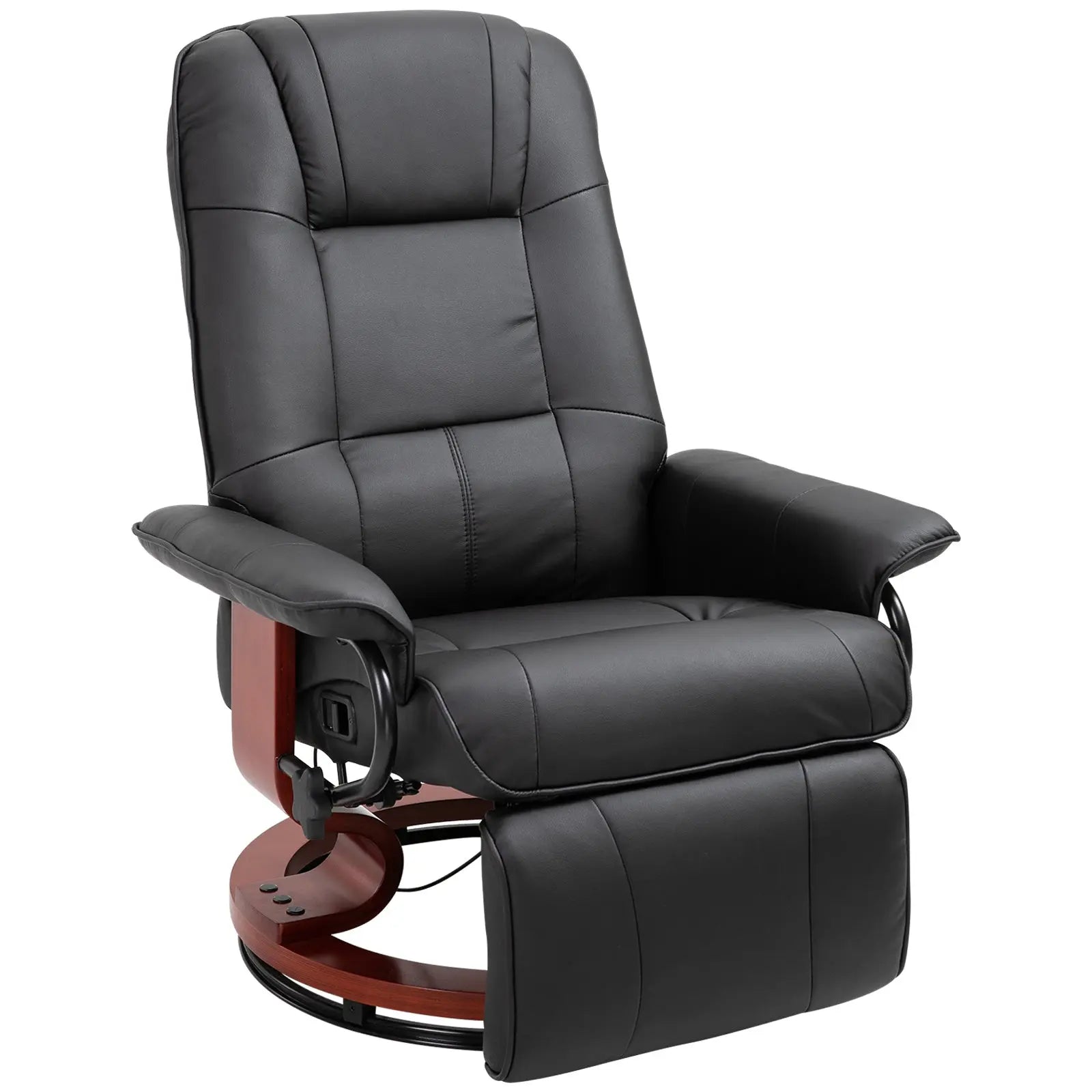 HOMCOM Manual Recliner Chair Armchair Sofa with Faux Leather Upholstered Wooden Base for Living Room Bedroom, Black 