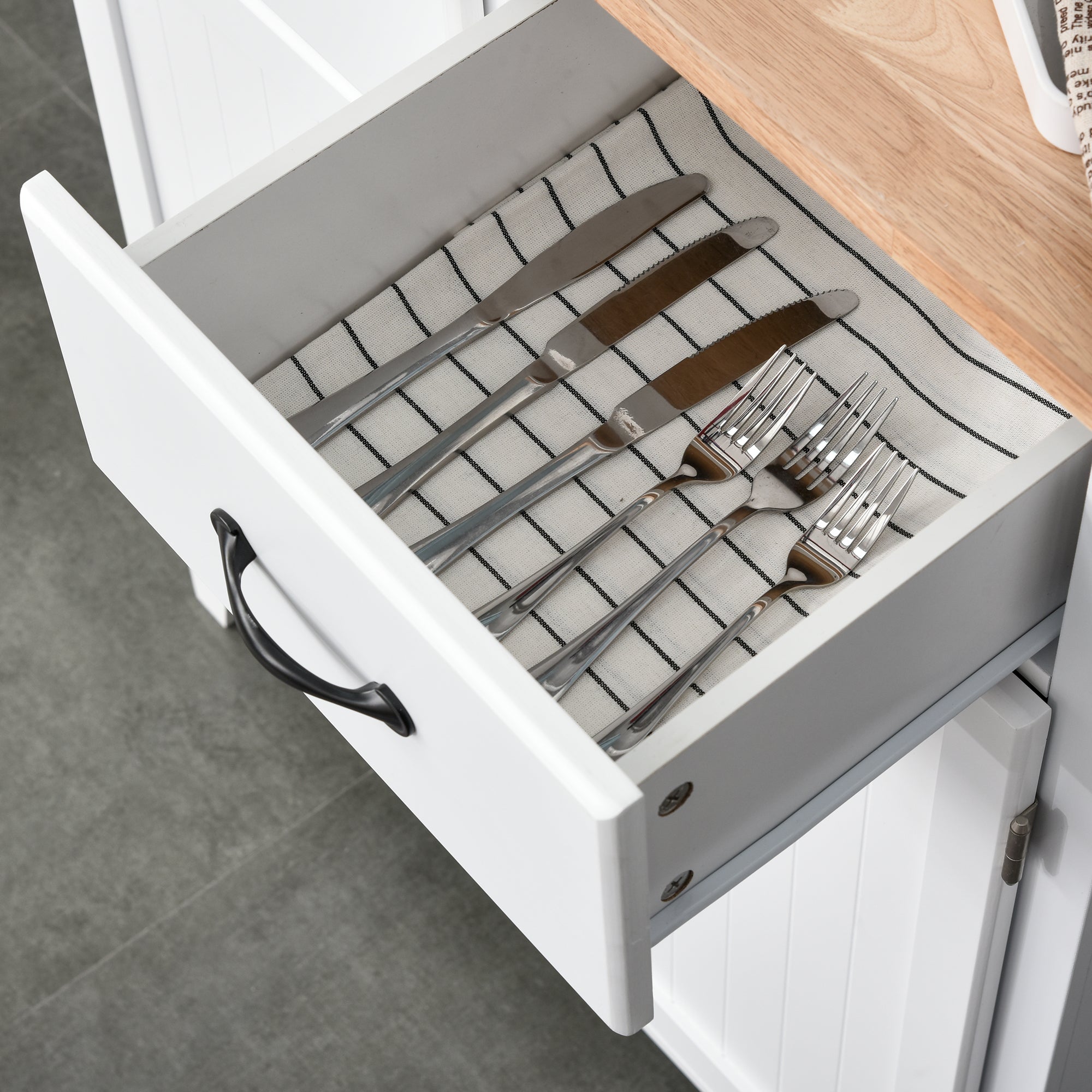 HOMCOM Modern Kitchen Cupboard, Wooden Storage Cabinet, Tableware Organizer with 2 Drawers for Living & Dining Room, White 