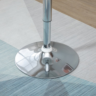 HOMCOM Modern Round Bar Table Adjustable Height Home Pub Bistro Desk Swivel Painted Top with Silver Steel Leg and Base, White 