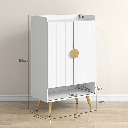 HOMCOM Modern Shoe Cabinet with 2 Doors, Open Shelf and Adjustable Shelves, Hallway Shoe Cupboard for 15 Pairs of Shoes, Entryway Storage Unit, White 