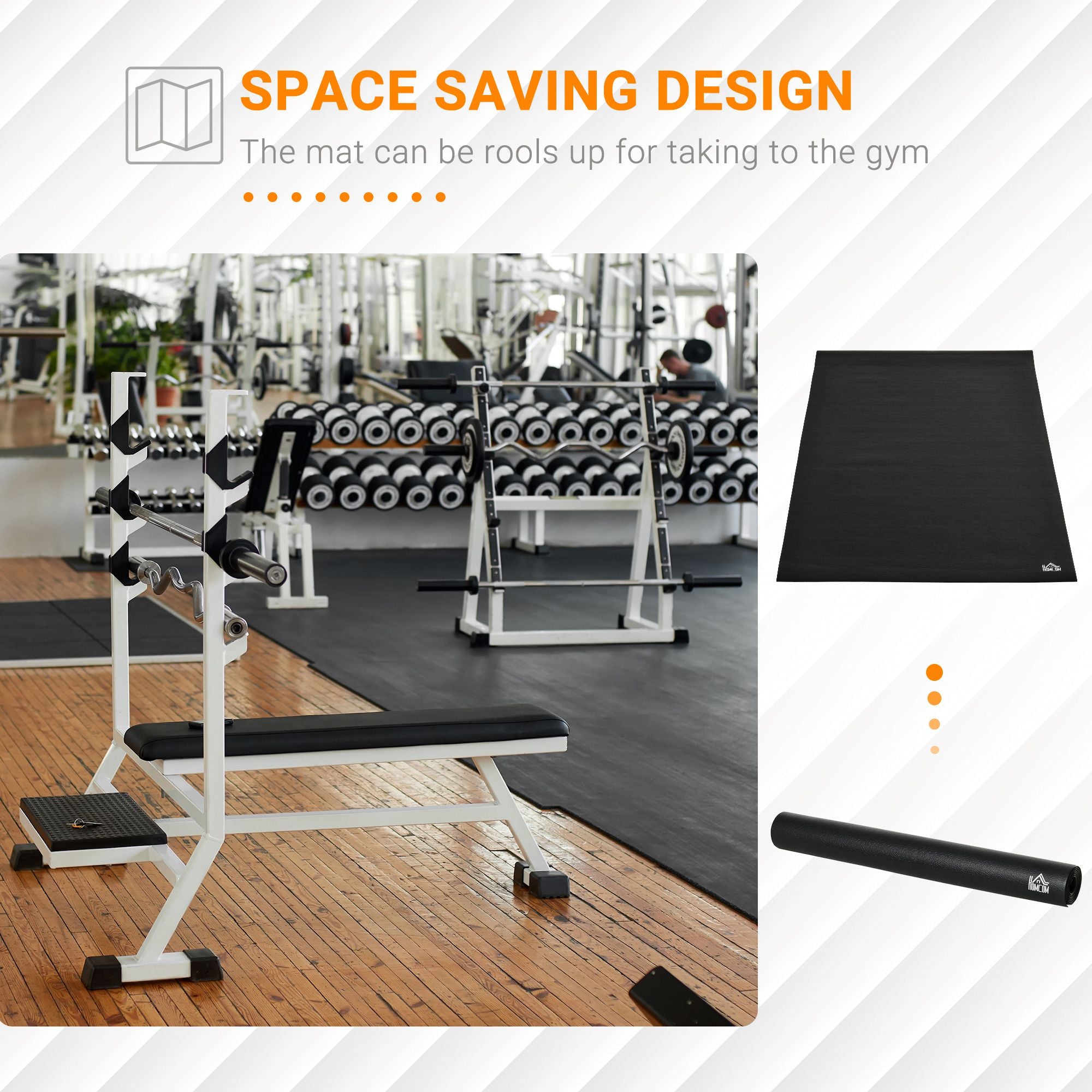 HOMCOM Multi-purpose Exercise Equipment Protection Mat Non-slip Floor Protector Gym Fitness Workout Training Mat 180 x 90cm 