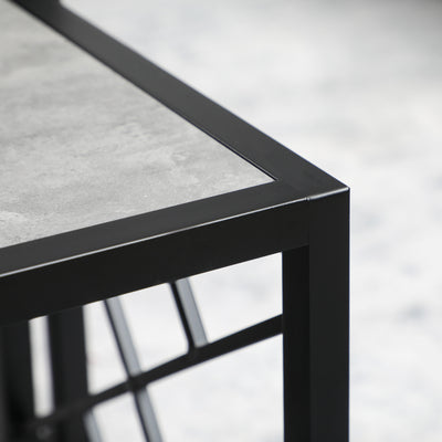HOMCOM Nesting Coffee Tables, Set of 3 Square Side Tables with Black Metal Frame, for Living Room, Bedroom and Office, Grey 