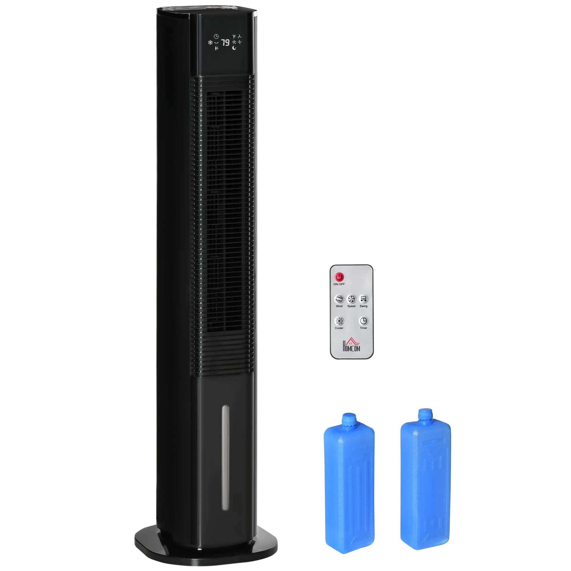HOMCOM Nine Setting Tower Fan Humidifier, with Ice Boxes - Black 