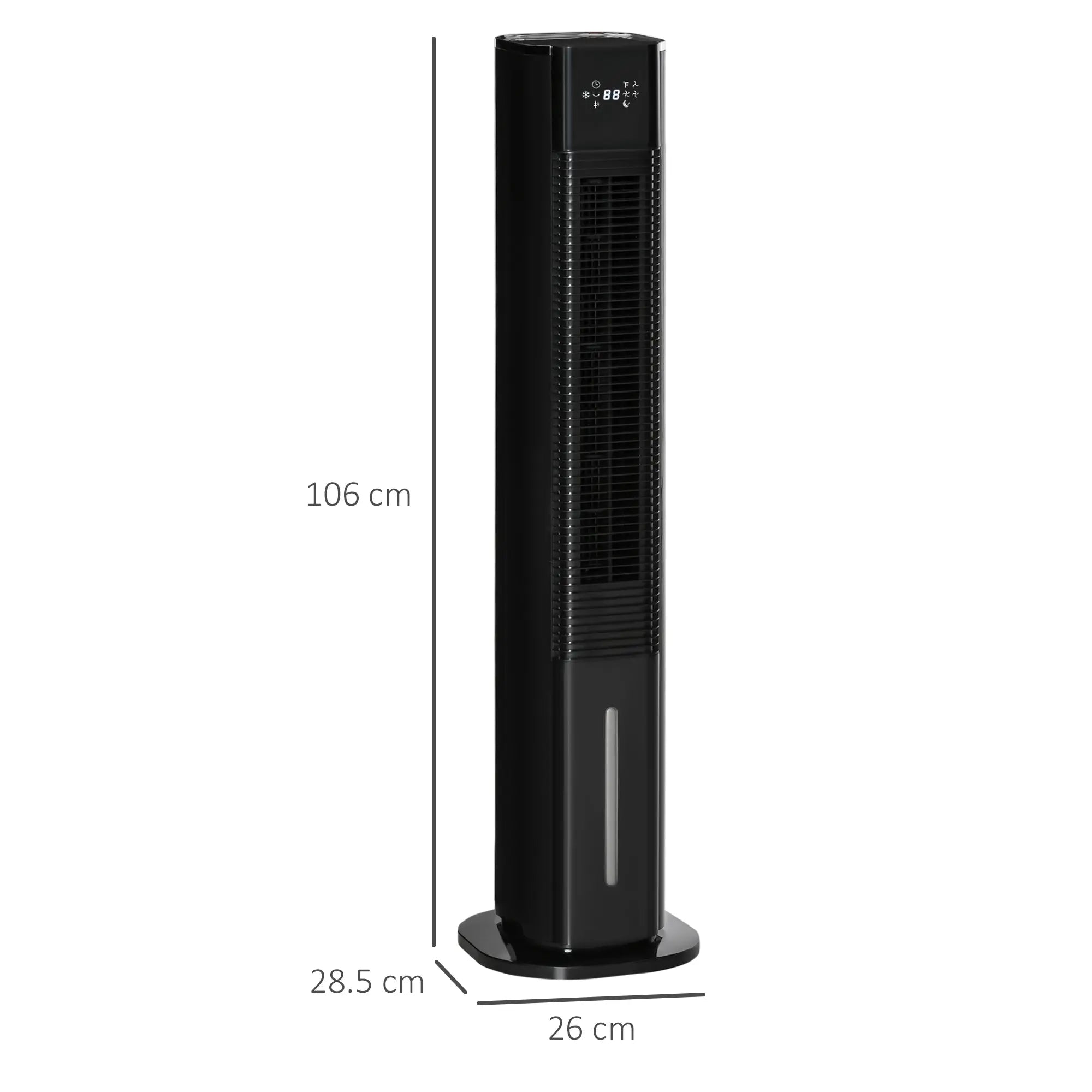 HOMCOM Nine Setting Tower Fan Humidifier, with Ice Boxes - Black 