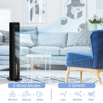 HOMCOM Nine Setting Tower Fan Humidifier, with Ice Boxes - Black 