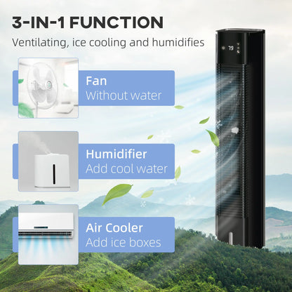 HOMCOM Nine Setting Tower Fan Humidifier, with Ice Boxes - Black 
