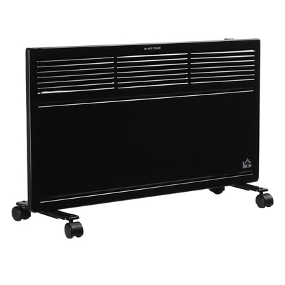 HOMCOM POWER Convector Radiator Freestanding or Wall-mounted Heating with 2 Heat Settings Safety Cut-Off, Black 