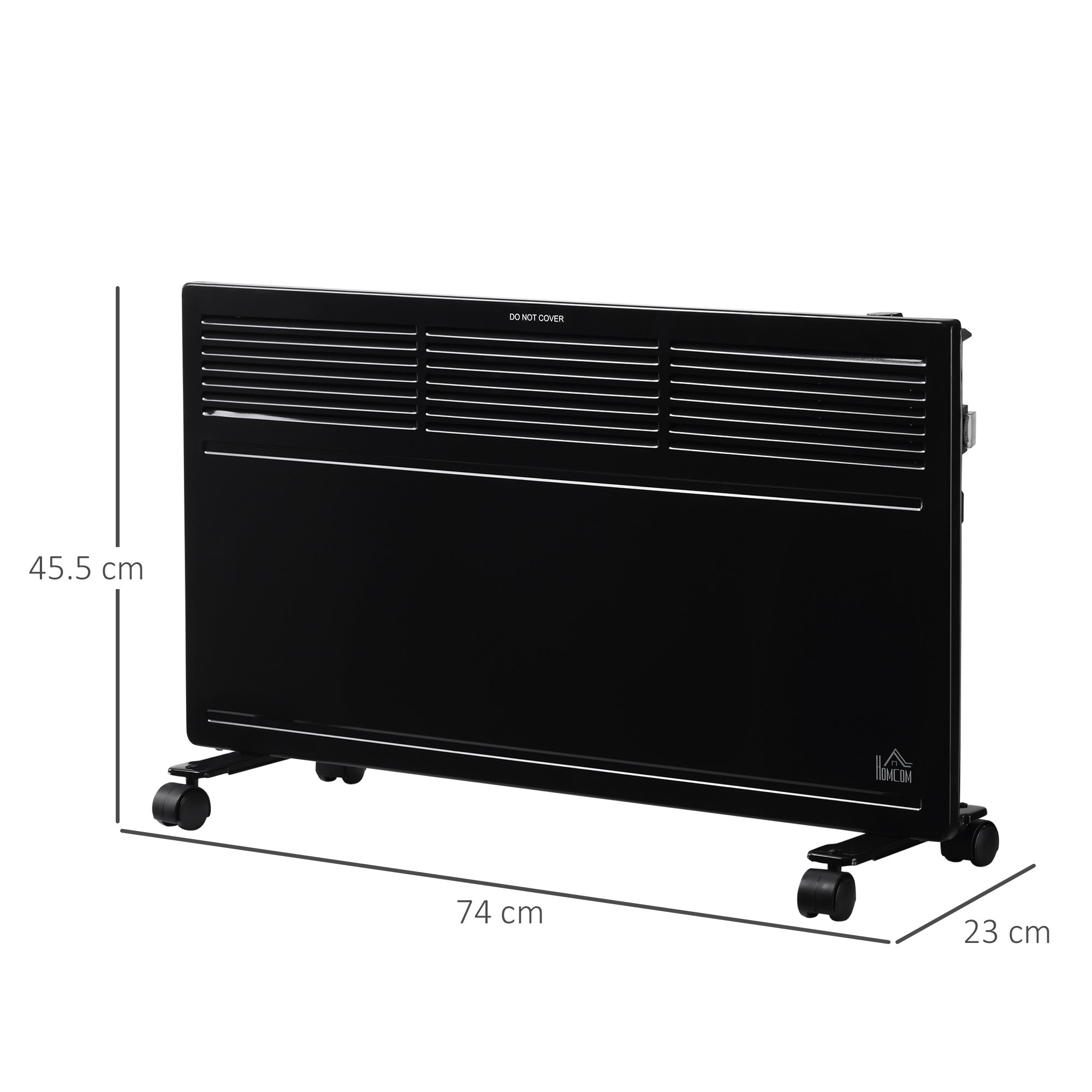 HOMCOM POWER Convector Radiator Freestanding or Wall-mounted Heating with 2 Heat Settings Safety Cut-Off, Black 