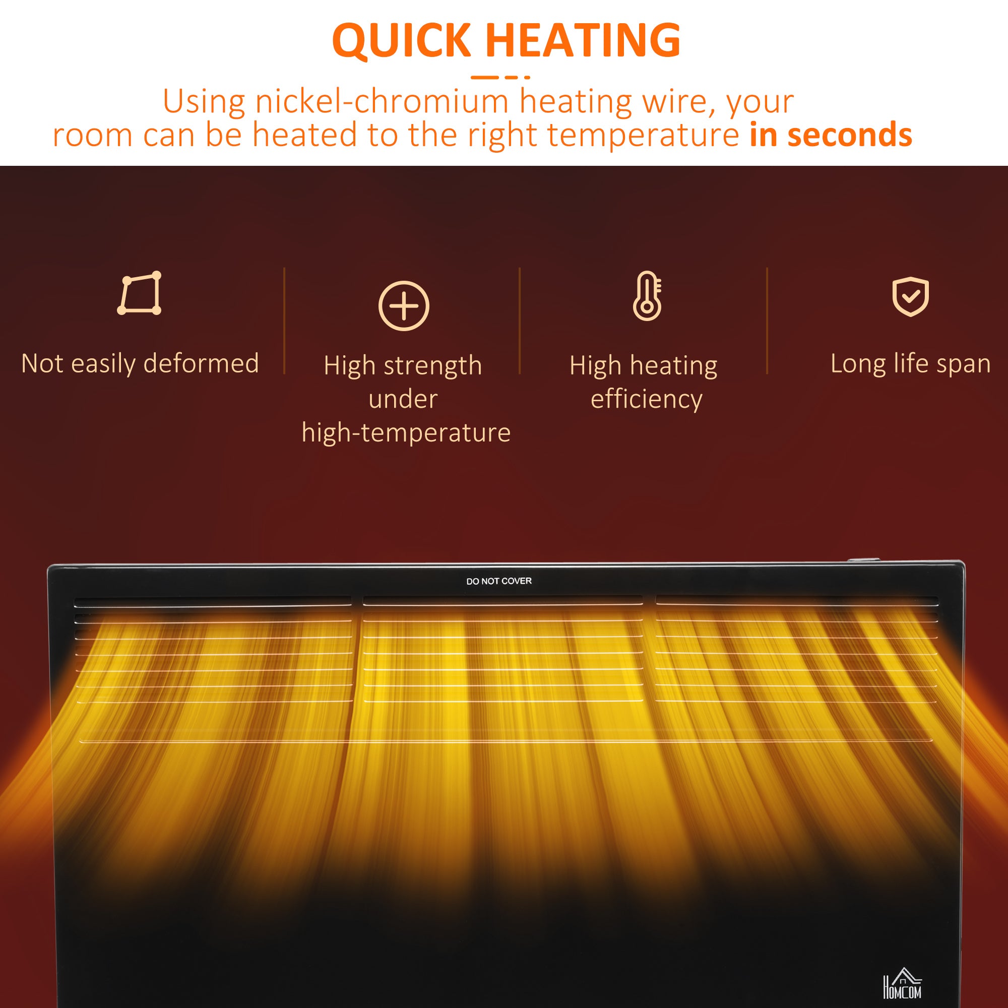HOMCOM POWER Convector Radiator Freestanding or Wall-mounted Heating with 2 Heat Settings Safety Cut-Off, Black 