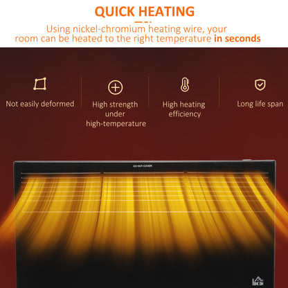 HOMCOM POWER Convector Radiator Freestanding or Wall-mounted Heating with 2 Heat Settings Safety Cut-Off, Black 