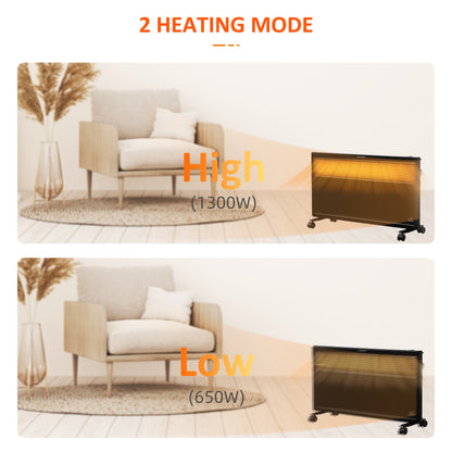 HOMCOM POWER Convector Radiator Freestanding or Wall-mounted Heating with 2 Heat Settings Safety Cut-Off, Black 