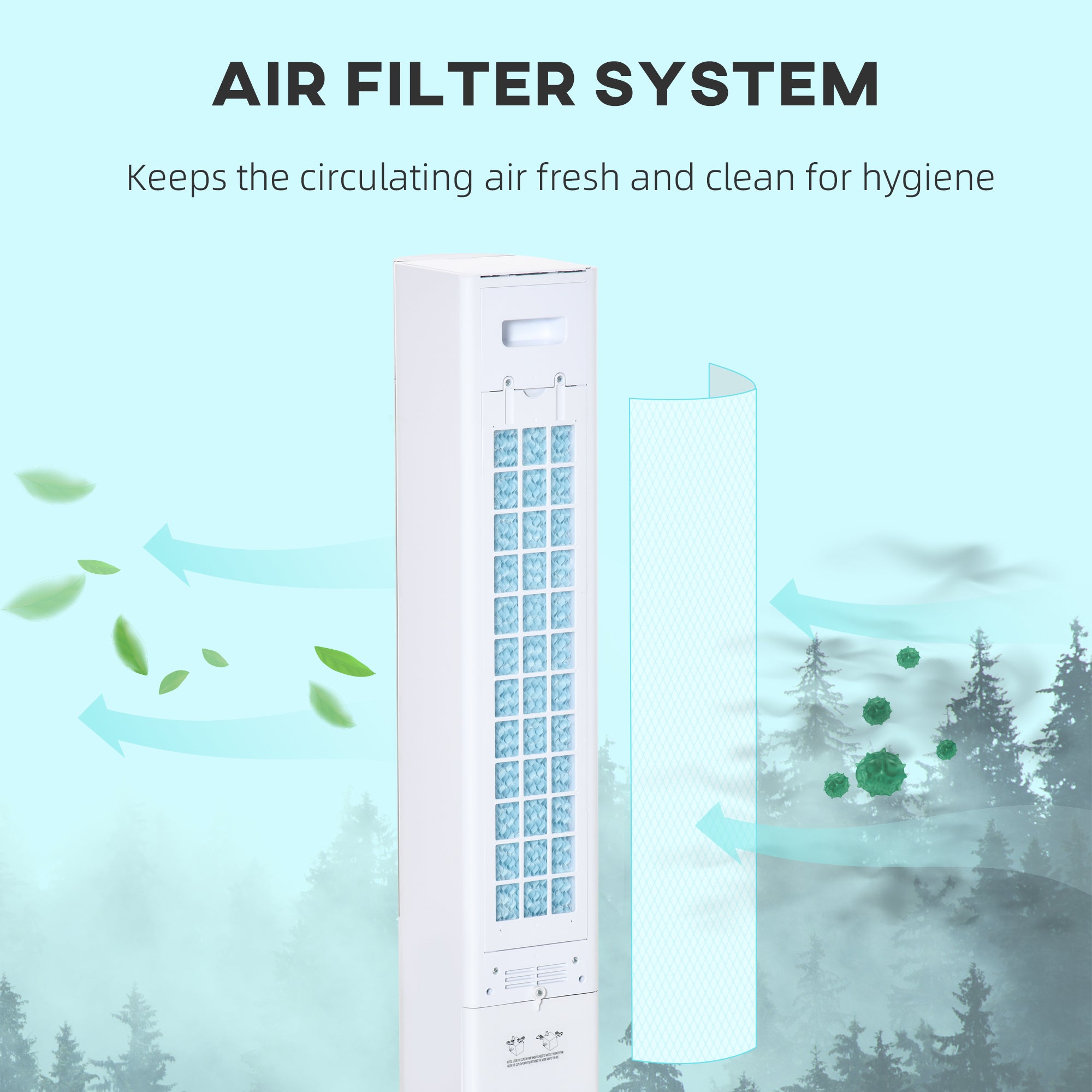 HOMCOM Portable Air Cooler, 3L Tank Evaporative Ice Cooling Tower Fan with 3 Modes, 3 Speeds, Remote, Timer, 60° Oscillating, Portable Swamp Cooler for Home Bedroom, White 