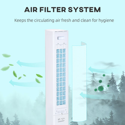 HOMCOM Portable Air Cooler, 3L Tank Evaporative Ice Cooling Tower Fan with 3 Modes, 3 Speeds, Remote, Timer, 60° Oscillating, Portable Swamp Cooler for Home Bedroom, White 