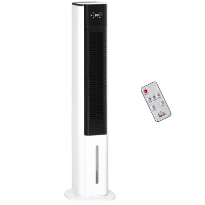 HOMCOM Portable Air Cooler, 6L Tank Humidifier Evaporative Ice Cooling Fan Water Conditioner Unit with 3 Modes, 3 Speed, Remote, Timer, Oscillating for Home Bedroom, White 