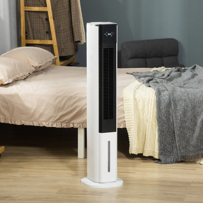 HOMCOM Portable Air Cooler, 6L Tank Humidifier Evaporative Ice Cooling Fan Water Conditioner Unit with 3 Modes, 3 Speed, Remote, Timer, Oscillating for Home Bedroom, White 