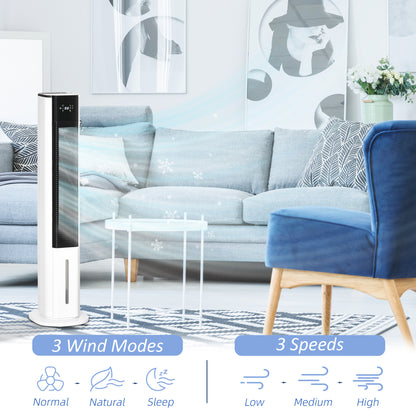 HOMCOM Portable Air Cooler, 6L Tank Humidifier Evaporative Ice Cooling Fan Water Conditioner Unit with 3 Modes, 3 Speed, Remote, Timer, Oscillating for Home Bedroom, White 