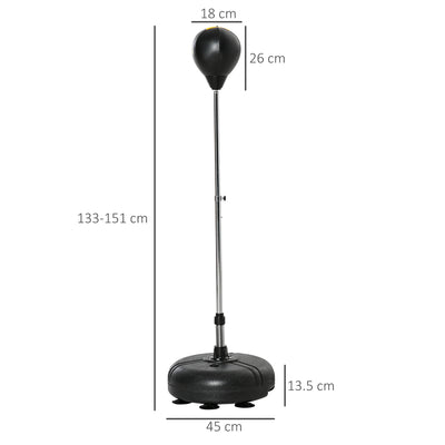 HOMCOM Punching Bag with Stand, Free Standing Boxing Bag Set, Speed Bag with Speedball Adjustable Height from 133cm to 151cm for Teens, Black, Gold Tone 