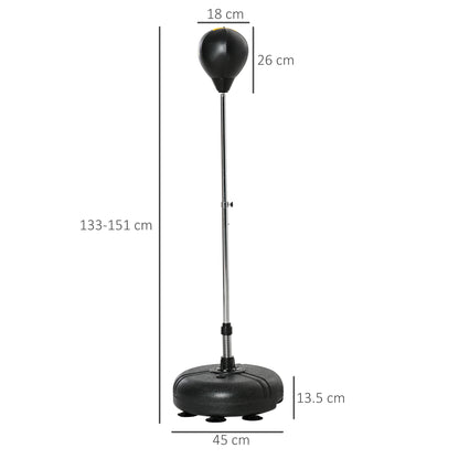 HOMCOM Punching Bag with Stand, Free Standing Boxing Bag Set, Speed Bag with Speedball Adjustable Height from 133cm to 151cm for Teens, Black, Gold Tone 