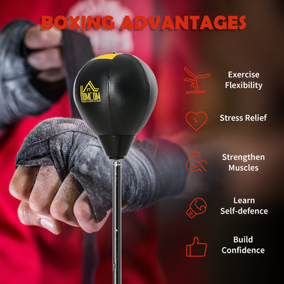 HOMCOM Punching Bag with Stand, Free Standing Boxing Bag Set, Speed Bag with Speedball Adjustable Height from 133cm to 151cm for Teens, Black, Gold Tone 