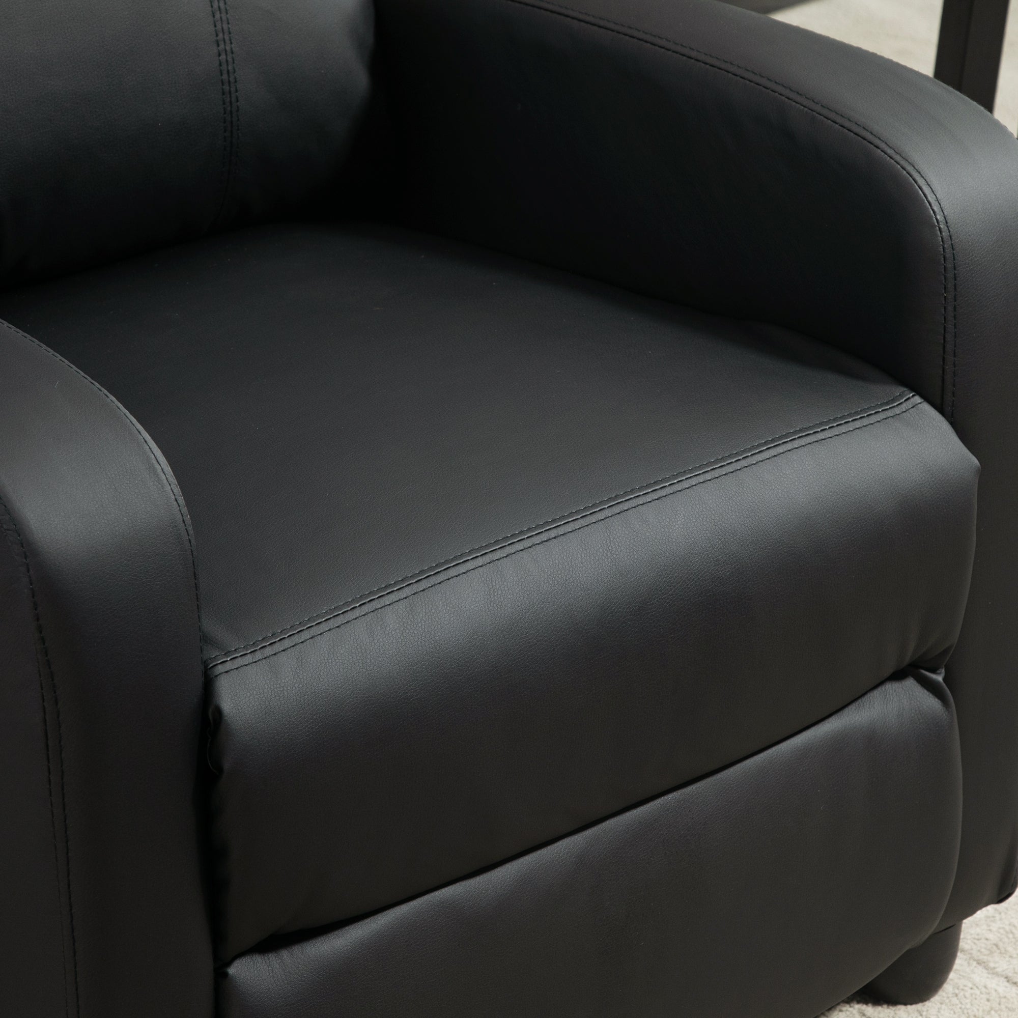 HOMCOM Recliner Armchair, Massage Faux Leather Push Back Reclining Chair with Adjustable Leg Rest, Side Pocket, for Home Living Room Theatre, Black 