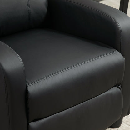 HOMCOM Recliner Armchair, Massage Faux Leather Push Back Reclining Chair with Adjustable Leg Rest, Side Pocket, for Home Living Room Theatre, Black 